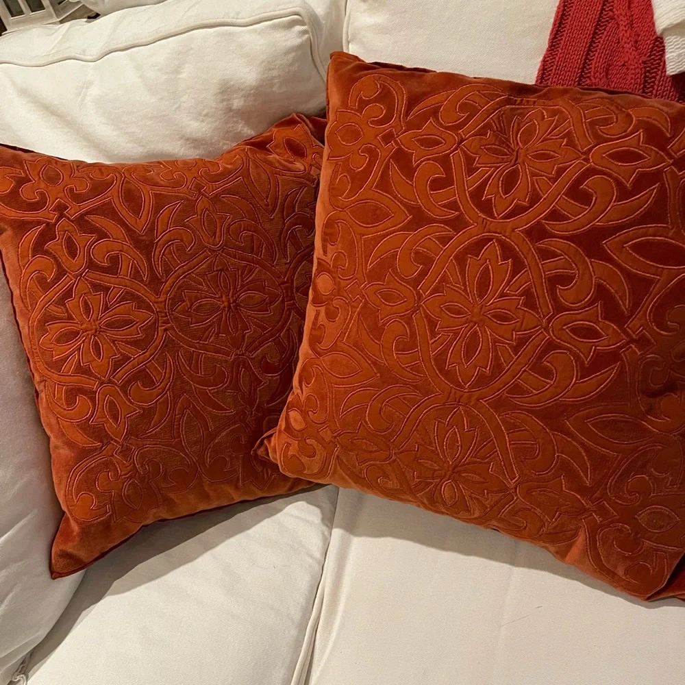 Restoration Hardware Rust Throw Pillows 20” (2)